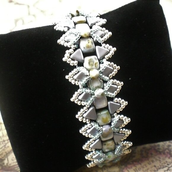 Sea Breeze Cuff Bracelet; Hand Beaded, Couture, Cuff Bracelet - Picture 3 of 3
